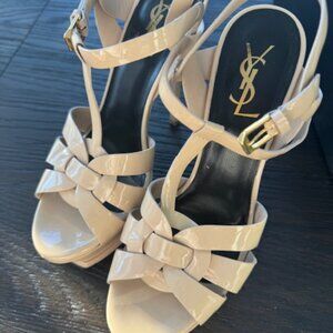 Saint Laurent Tribute Nude Patent Leather Heels